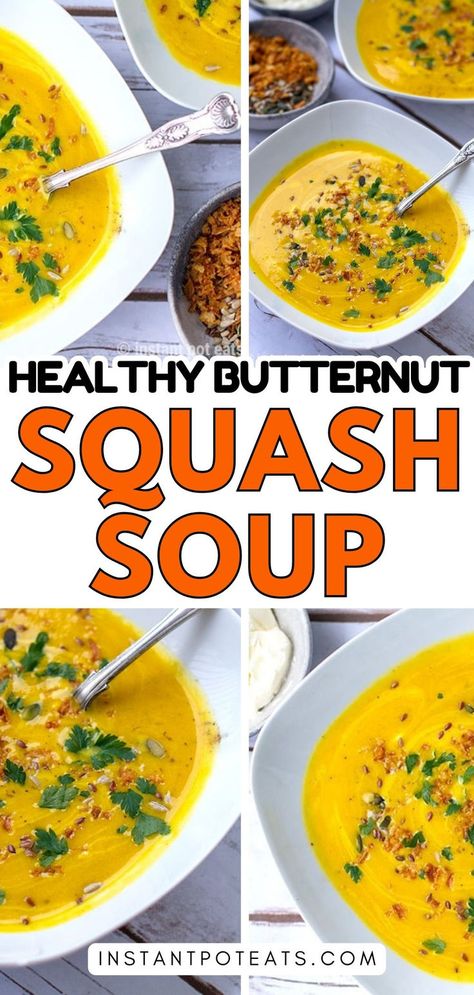 Cozy up with a bowl of velvety butternut squash soup made effortlessly in the Instant Pot! This smooth, flavorful soup is perfect for fall, made with simple ingredients and ready in minutes. Great for meal prep or a light dinner. Get the recipe now Healthy Butternut Squash Soup, Instant Pot Butternut Squash Soup, Instant Pot Butternut Squash, Batch Cooking Recipes, Healthy Butternut Squash, Squash Vegetable, Butternut Squash Recipes Soup, Pureed Soup, Cooking Soup