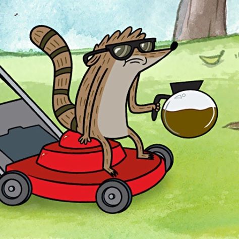 Rigby drinking coffee Regular Show, Drinking Coffee, A Cartoon, Coffee, Wall