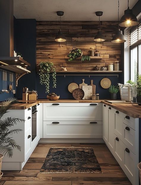 Cosy Kitchen, Rustic Kitchen Design, Boho Kitchen, Cozy Kitchen, Kitchen Inspiration Design, Transitional Decor, Open Plan Kitchen, Kitchen Style, Rustic Kitchen