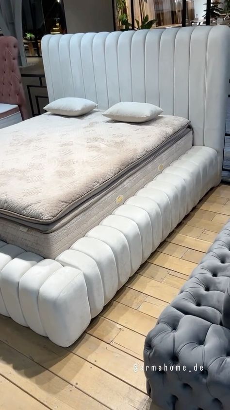 Curved Bed Frame, Bed Fabric, Apartment Deco, Luxury Furniture Sofa, Fabric Bed Frame, Luxury Bedroom Design, Sleeping Room, Girl Bedroom Designs, Furniture Design Living Room