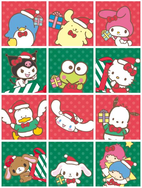 Keroppi Christmas, Iphone Wallpaper Hello Kitty, Christmas Sanrio, Sanrio Christmas, Christmas Cartoon Characters, Hello Kitty Printables, Walpaper Hello Kitty, Hello Kitty Crafts, Kitty Christmas