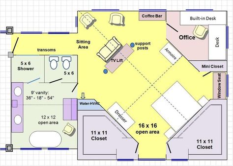 MasterSuite Addition Plans | RE: Master Suite Addition Floorplan Help Owner Suite Ideas, Primary Suite Addition, Owners Suite Master Bedrooms, Master Suite Addition Plans With Office, Dream Master Suite, Bathroom And Closet Addition Floor Plans, Master Suite Dimensions, Master Suite Addition Plans, Master Suite Addition Plans With Laundry