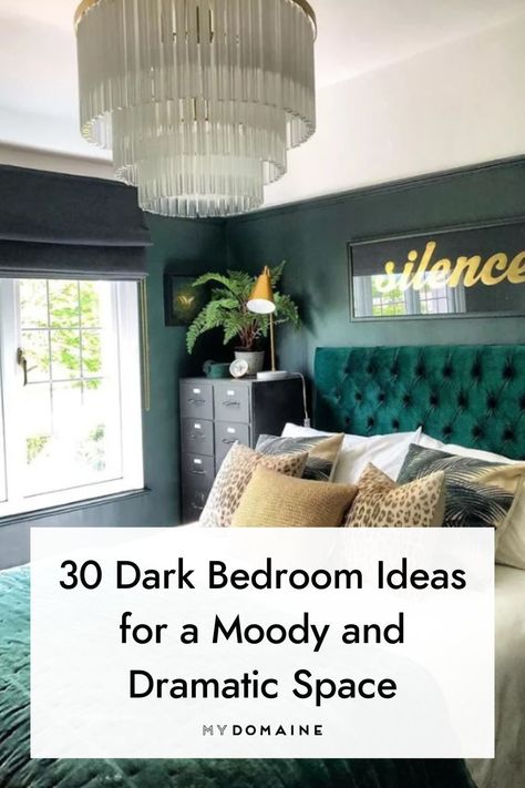 Dark Eccentric Bedroom, Moody Bedrooms Jewel Tones, Dark Teal Walls Bedroom, Dark Art Deco Bedroom, Jade Bedroom Ideas, Jewel Tone Bedroom Ideas, Moody Glam Bedroom, Dark Jewel Tone Bedroom, Moody Jewel Tone Bedroom