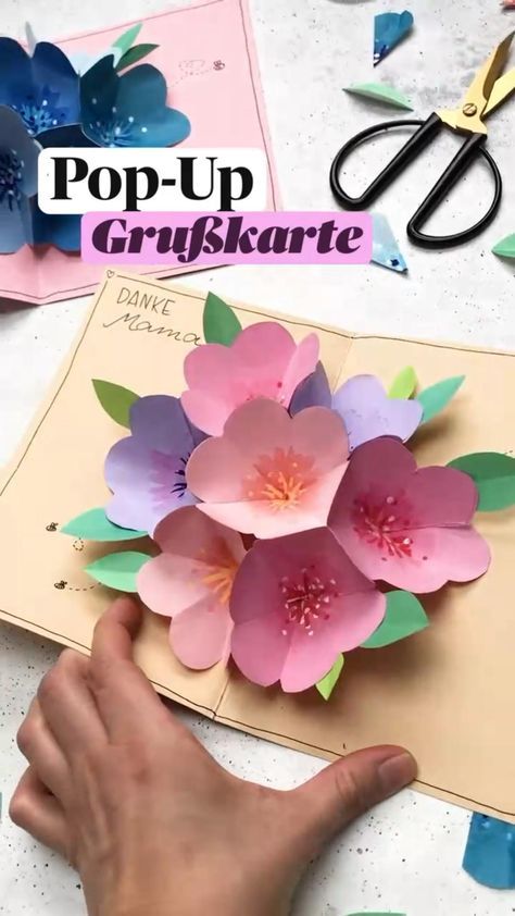 Mothers Day Cards Craft, Diy Pop Up Cards, Happy Birthday Cards Diy, Anniversaire Diy, Card Design Handmade, Diy Birthday Gifts For Friends, Instruções Origami, Birthday Cards For Mom, Easy Paper Crafts Diy