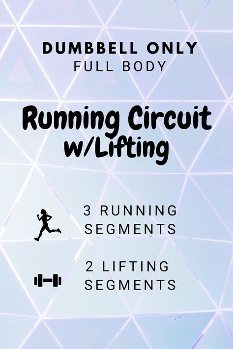 Getting bored with traditional running or weight training? Try a running and lifting ciruit. Interval running along with Dumbbell Only Lifting segments mixed in! Can be done on the treadmill or take your dumbbell outside! Full Body Weight Training, Running Treadmill Workout, Outdoor Running Workouts, Body Weight Circuit, Interval Treadmill Workout, Workout For Runners, Workouts For Runners, Improve Running, Running Treadmill