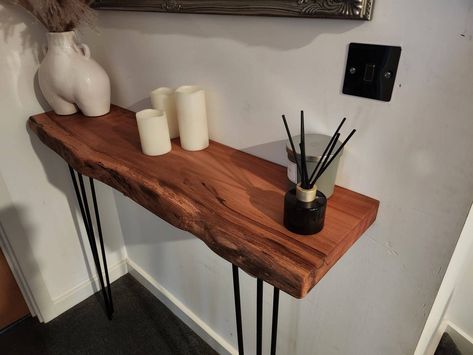 Stunning Slimline Live Edge Solid Spalted Beech Entryway Table - Etsy UK English Yew, Hairpin Leg Table, Tree Felling, Beech Tree, Entryway Table, Hairpin Legs, Table Style, Live Edge, Beech Wood