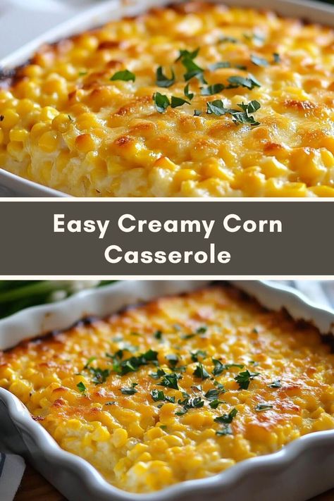 Corn Casserole For Two, Cheesy Corn Pasta Casserole, Creamy Corn Casserole Delight, Easy Creamy Corn Casserole, Warm Corn Side Dish, Side Dishes For Casseroles, Recipes Using Creamed Corn, Corn Dishes Side, Corn Dishes For Thanksgiving