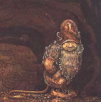 Troll - by John Bauer | Trolls have always existed in Swedish Folk Tale. Nowhere is there as many of them as in the Dark Woods and Mountains of the province Värmland. The look of a Troll can vary, from a small "cute" being, to a huge grotesque and unpredictable beast. You can always recognize them by the tail, the pointed ears and the broad nose.~ Folklore Art, John Bauer, Mythological Creatures, Mystical Creatures, Folk Tales, Woodland Creatures, Magical Creatures, Children's Book Illustration, Fantasy World