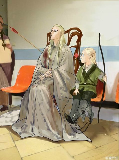 Omg, Legolas is just kicking his feet all proud of himself. I can’t with the Contrast of murder and cuteness this portrays. Legolas And Thranduil, Lotr Funny, Beau Film, Tolkien Elves, Into The West, Lotr Art, Tauriel, Thranduil, Jrr Tolkien