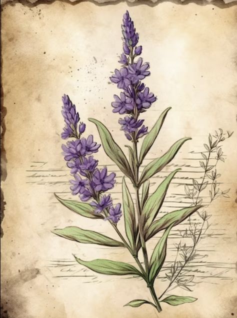 Lavender Aesthetic Flower Drawing, Flower Drawing Lavender, Lavender Botanical Illustration, Lavender Plant Drawing, Illustration Fleur, Lavender Sketch, Violet Drawing, Lavender Drawing, Rosemary Tattoo