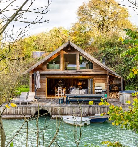 Private Lake, Lakeside Cabin, Lakeside Living, South Downs, Lakefront Homes, Cabin Lodge, Luxury Cabin, Lake Cabins, East Sussex