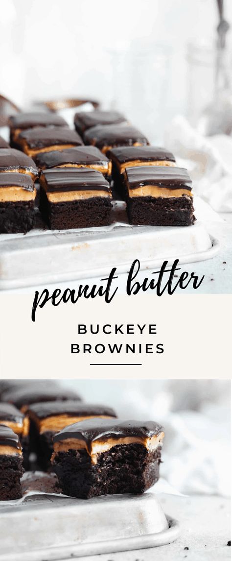 Buckeye Brownies Recipe, Brownies Decorados, Brownies Cheesecake, Buckeye Brownies, Chocolate Peanut Butter Brownies, Broma Bakery, Butter Brownies, Desserts Keto, Peanut Butter Filling