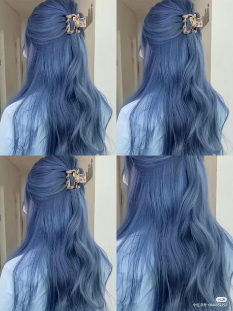 Ocean Blue Hair Color, Sky Blue Hair Color, Midnight Blue Hair Color, Light Blue Hair Color, Ocean Blue Hair, Denim Blue Hair, Blue Hair Color Ideas, Midnight Blue Hair, Blue Hair Color