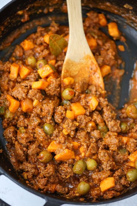 Picadillo With Sweet Potato, Cuban Picadillo, Buttery Rice, Picadillo Recipe, Cuban Food, Animal Based, Root Veggies, Classic Recipes, Plantains Fried