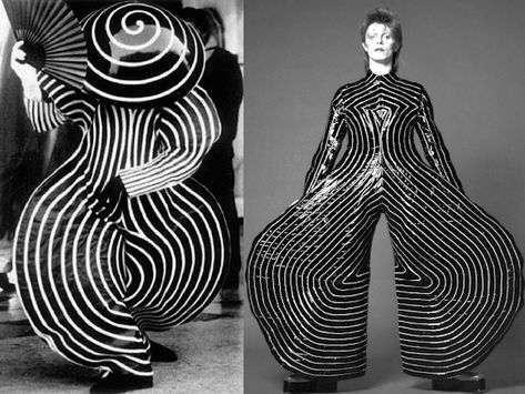 bauhaus-bowie Ziggy Stardust Costume, Bauhaus Fashion, David Bowie Costume, Black And White Clothing, Jean Paul Goude, Bowie Ziggy Stardust, David Bowie Ziggy Stardust, David Bowie Ziggy, Walter Gropius