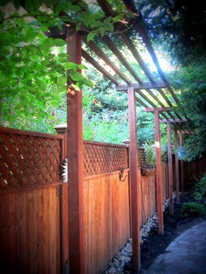 Grape Arbour, Narrow Gardens, Cheap Privacy Fence, Privacy Fence Landscaping, Rocks Garden, Hardscape Backyard, Casa Hobbit, Privacy Wall, Gate Ideas