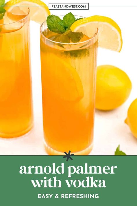 Besides ice, you only need three simple ingredients for a spiked Arnold Palmer drink. Easy and refreshing! https://feastandwest.com/spiked-arnold-palmer/ John Daly Cocktail, Arnold Palmer Cocktail, Spiked Arnold Palmer, Arnold Palmer Drink, Shot Of Vodka, John Daly, Vodka Lemonade, Classic Cocktail Recipes, Vodka Shots