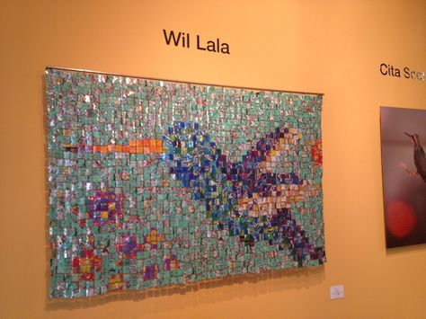 Wall Art made from square pieces of soda/beer cans #lala Soda Can Art, Can Art, Beer Cans, Soda Can, Art Canvas, Recycling, Beer, Canvas Art, Canning