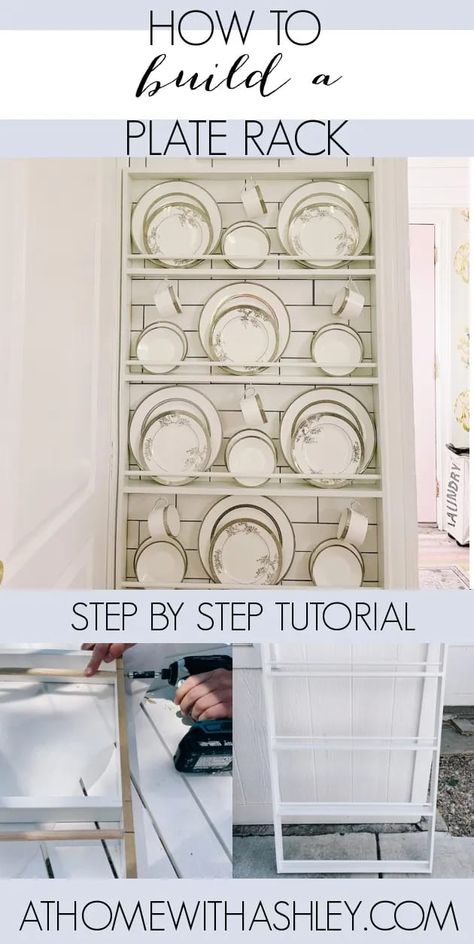 Plate Racks Wall Display Kitchens, China Rack Plate Display, Diy Kitchen Plate Rack, Plate Display Wall Shelf, Wall Hung Plate Rack, Plate Rack Diy How To Build, Wall Mount Platter Rack, Platter Display Ideas Plate Racks, Wall Dish Rack Display