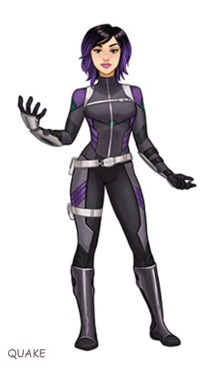 Quake from Marvel Rising Marvel Quake, Quake Marvel, Hero Suits, Marvel Mutants, Superhero Ideas, White Panther, Mara Jade, Secret Warriors, Sci Fi Clothing