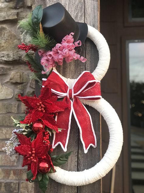 Foam Ring Wreaths, Foam Christmas Wreaths, Foam Ring Crafts, Foam Wreath Ideas Diy Christmas, Foam Wreath Ideas Diy, Snowman Wreaths, Diy Christmas Snowman, Canadian Christmas, Snow Crafts