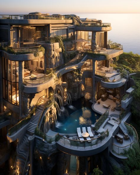 Mega Mansion Modern, Mansion Plans Luxury, Mansion In Mountains, Rich Houses Dream Homes Luxury Mansions, Modern Mountain Mansion, Large Modern Mansion, Mansion Mountain, Modern Mansion Luxury, Luxury Homes Dream Houses Mansions