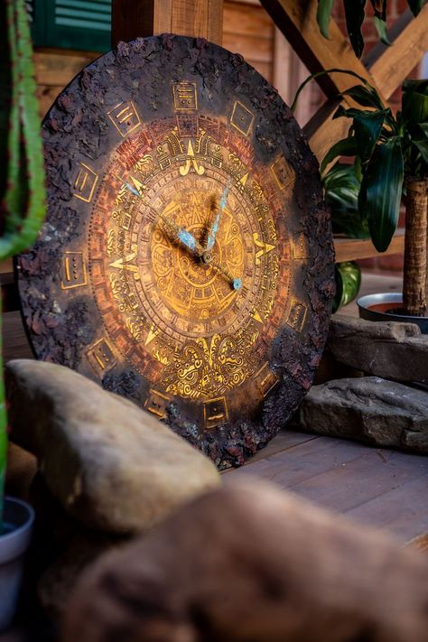 Mayan calendar large wall clocl, aztec calendar large wall clock, indian large wall clock, astrology large wall clock, tribal totem large wall clock, ethnic eclectic large wall clock, huge wall clock Huge Wall Clock, Mechanical Wall Clock, Giant Clock, Gold Wall Clock, Eyeball Art, Mayan Calendar, Mayan Art, Calendar Wall, Steampunk Clock