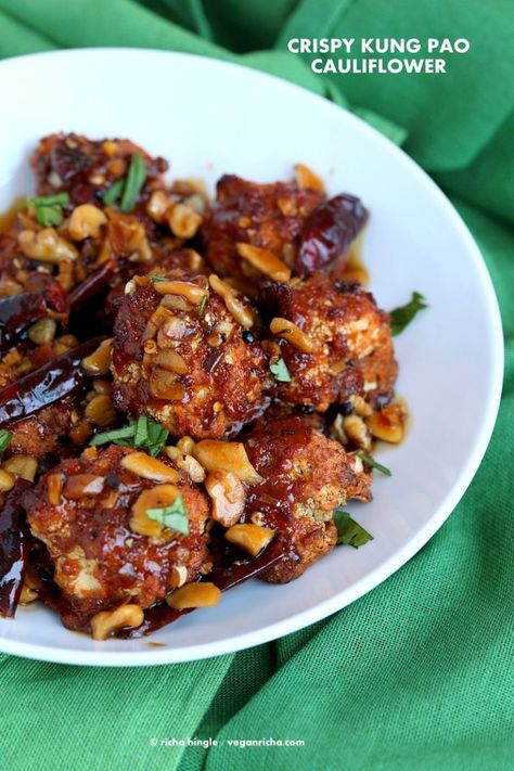 Kung Pao Sauce, Kung Pao Cauliflower, Chinese Food Recipes, Vegan Richa, Hot Appetizers, Mapo Tofu, Cauliflower Recipe, Vegan Asian, Lo Mein