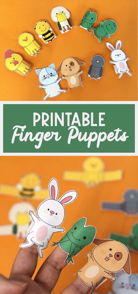 Farm Animal Finger Puppets, Paper Peonies Tutorial, Animal Finger Puppets, Craft Ideas For Beginners, Animal Activities For Kids, Finger Puppet Patterns, Farm Animal Crafts, Printable Toys, Puppets For Kids