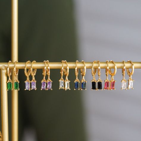 Baguette Earring, Zircon Earrings, Purple Diamond, Baguette Ring, Vintage Choker, Sugar Land, Birthstone Earrings, Colorful Earrings, Birthstone Earring