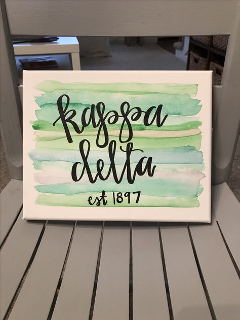 Sorority Canvas Kappa Delta, Kappa Delta Letters, Delta Gamma Paintings Canvases, Kappa Delta Art, Kd Painting, Kappa Delta Canvas Painting, Kappa Delta Paintings, Kappa Delta Canvas, Kappa Delta Crafts