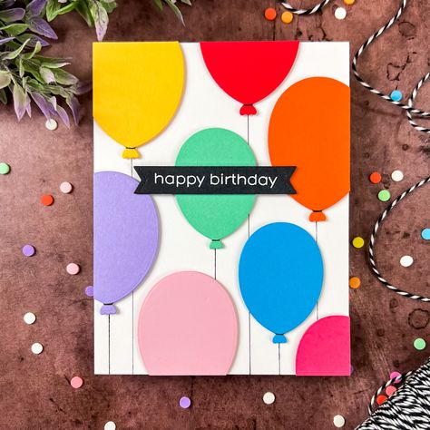 Balloons Video, Four Day Weekend, Birthday Craft, Small Balloons, Simple Birthday Cards, Birthday Stamps, Bday Cards, Birthday Crafts, Kids Birthday Cards