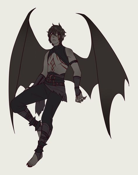 Bat Person Character Design, Human Bat Oc, Spider Person Hybrid, Bat Character Design, Demon Wings, Fantasy Demon, Supernatural Art, Boy Drawing, Incubus