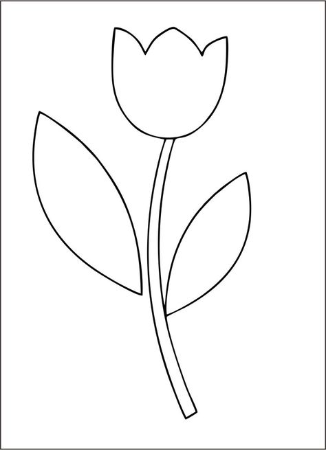 Tulip Flower Template Printable Tulip Stencils Printables, Tulip Outline, Flower Stencils Printables, Tulip Template, Printable Flower Pattern, Hilograma Ideas, Tulip Leaf, Flower Templates Printable Free, Flower Tattoo Stencils