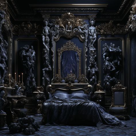 Gothic Interior Design, Castle House Design, Royal Bedroom, Gothic Interior, Gothic Bedroom, Dark Decor, Dark Bedroom, Dark Art Tattoo, Dark Home