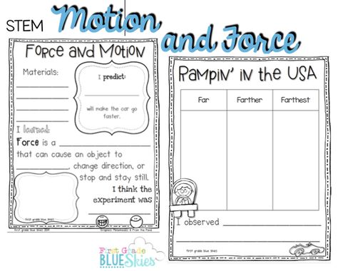 Earlier this year, we worked on force and motion which culminated in a STEM lesson complete with cheap cars from Wal-Mart and cut up pieces of boxes, blocks, and paper towel rolls.  One of my students Motion Activities, Second Grade Science, Stem Lesson, 1st Grade Science, First Grade Science, Primary Science, Science Quotes, 4th Grade Science, 5th Grade Science