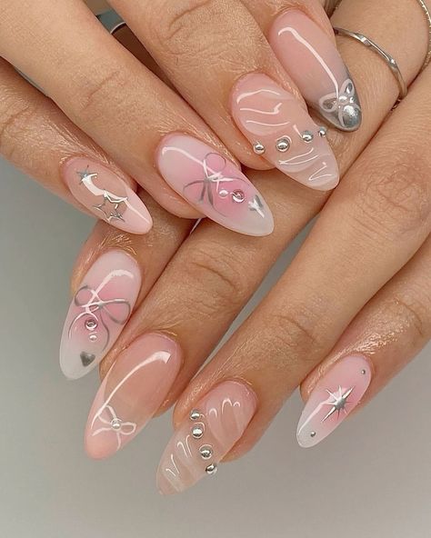 Baby Pink And Blue Nails, May Nails Ideas 2023 Almond, May Nails Ideas 2023 Short, May Nails Ideas Short, Summer Nail Inspo 2024 Almond, Nails Ideas 2023 Blue, May Nails Ideas 2023, May Nails Ideas, Nails Ideas Short