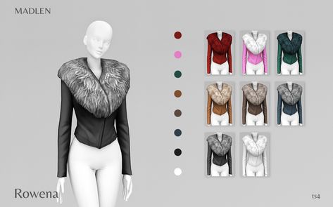 Madlen Rowena Jacket | Madlen on Patreon Pelo Sims, Sims 4 Mm Cc, Free Sims, Fur Leather Jacket, Sims 4 Mm, The Sims 4 Download, Sims4 Clothes, Sims 4 Cc Packs, Sims 4 Collections