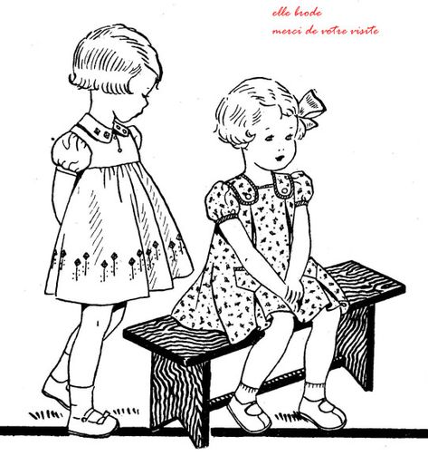 Vintage Coloring Books, Pola Kristik, Embroidery Transfers, Embroidery Patterns Vintage, Illustration Vintage, Digi Stamps, Vintage Embroidery, Hand Embroidery Patterns, Childrens Illustrations