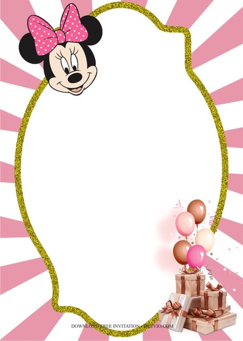 Cute Classic Minnie Mouse Birthday Party Ideas | Download Hundreds FREE PRINTABLE Birthday Invitation Templates Minnie Mouse Games, Minnie Mouse Pinata, Minnie Mouse And Mickey Mouse, Classic Minnie Mouse, Minnie Mouse Birthday Party Ideas, Minnie Mouse Party Decorations, Minnie Mouse Birthday Invitations, Mickey Silhouette, Invitation Frames