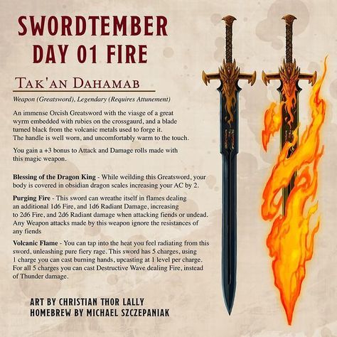 Fire Greatsword, Guerriero Samurai, Dnd Classes, Dungeon Master's Guide, Dungeons And Dragons 5e, D D Items, Dnd 5e Homebrew, Dnd Dragons, Rpg Map