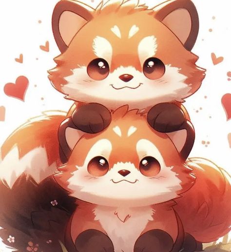 Kawaii Red Panda Drawing, Red Panda Art Cute, Chibi Red Panda, Cute Red Panda Drawing, Red Panda Anime, Red Panda Character, Red Panda Wallpaper, Fox Chibi, Red Panda Drawing