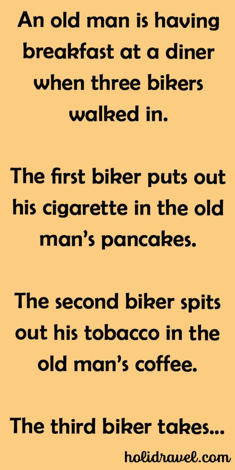 The Old Man Shows Bikers Who’s Boss. – Old Humor Getting Older, Senior Jokes Old Age Funny, Old Memes Humor, Getting Older Humor Men, Funny Twisted Humor, Really Funny Jokes To Tell, Funny Men Quotes, Good Jokes For Adults, Biker Quotes Funny