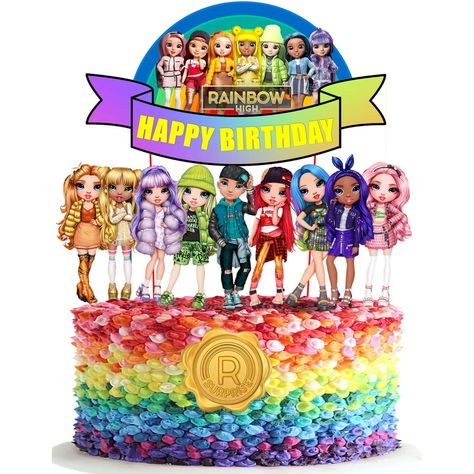 Rainbow High Cake, Rainbow High Birthday, Printable Cake Topper, Rainbow High Dolls, 9th Birthday Cake, Doll Cake Topper, Kids Birthday Party Decoration, Rainbow Pin, Girl Rainbow