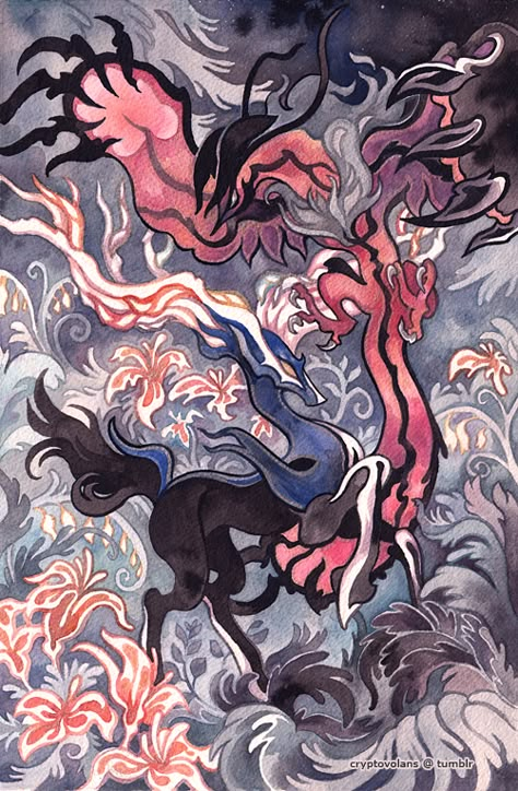 Xerneas and Yveltal Xerneas And Yveltal, Entei Pokemon, Giratina Pokemon, Witcher Wallpaper, Cool Pokemon Wallpapers, Pokemon Tattoo, Japon Illustration, Pokémon Master, All Pokemon