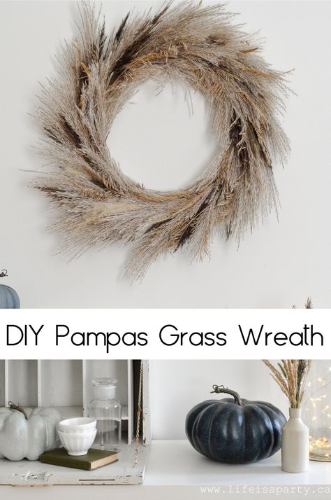 Diy Pampas, Pampas Wreath, Pampas Grass Wreath, Vine Ideas, Grass Wreath, Dried Wreath, Straw Wreath, Boho Wreath, Life Is A Party