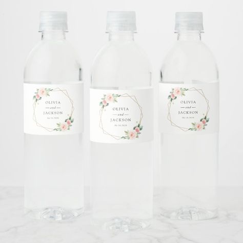 Blush Flowers, Pink Flowers, Greenery, Wedding Water Bottle Label Water Bottle Favors, Custom Water Bottle Labels, Personalized Water Bottle Labels, Wedding Water, Water Bottle Labels Baby Shower, Water Bottle Labels Wedding, Printable Water Bottle Labels, Wedding Water Bottles, Baby Shower Water Bottles