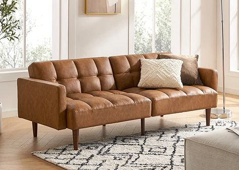 Couch Futon, Mid Century Modern Couch, Sofa Futon, Faux Leather Couch, Couches For Living Room, Modern Futon, Leather Futon, Sofa Bed Sleeper, Futon Couch