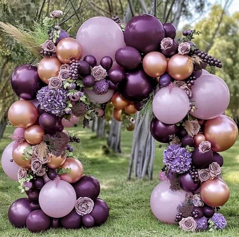 BURGUNDY PINK ROSE GOLD BALLOONS:  Our burgundy balloon garland kit Include:5'',12" and 18'' burgundy,retro pink,rose gold metallic latex balloons. Compared with single balloons, our double stuffed plum balloons are fuller and thicker in color and are not easy to pop, which will make the pink balloon garland more shinning and gorgeous and give your guests a deep impression in your party! If you want to make a rich maroon balloon garland, we recommend buying 2 packs of this balloon set PREMIUM QU Different Shades Of Purple Party, Dark Purple Balloon Arch, Maroon Balloon Garland, Purple And Pink Balloon Arch, Pink Purple Gold Balloon Garland, Purple And Rose Gold Wedding, Black Dark Purple Rose Gold Balloons, Pink And Plum Balloon Arch, Burgundy Balloon Garland