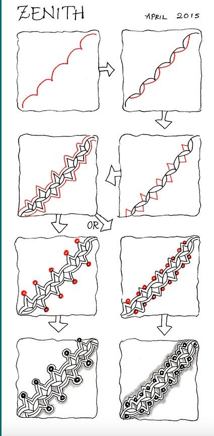 How to draw Zenith Pattern Zentangle, Zentangle Pattern, Zen Doodle Patterns, Zentangle Tutorial, Zen Tangle, Tangle Pattern, Tangle Doodle, Zentangle Designs, Doodle Inspiration